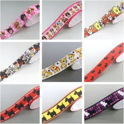 DHK 7/8'' 5yards Scottie Dogs Paw Shiba Printed Grosgrain Ribbon Accessories Material Headwear Decoration DIY Sewing C1997