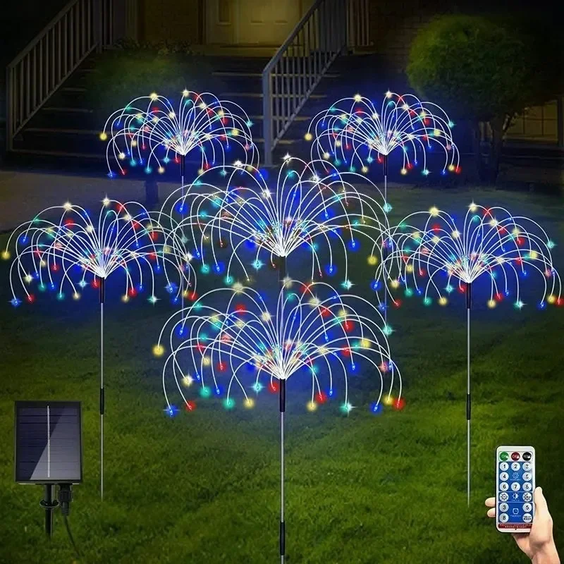 LED Solar Ground Mounted Fireworks Lights for Home Use Courtyard Gardens Lawns Starry Sky Lights Christmas Decorative Lights