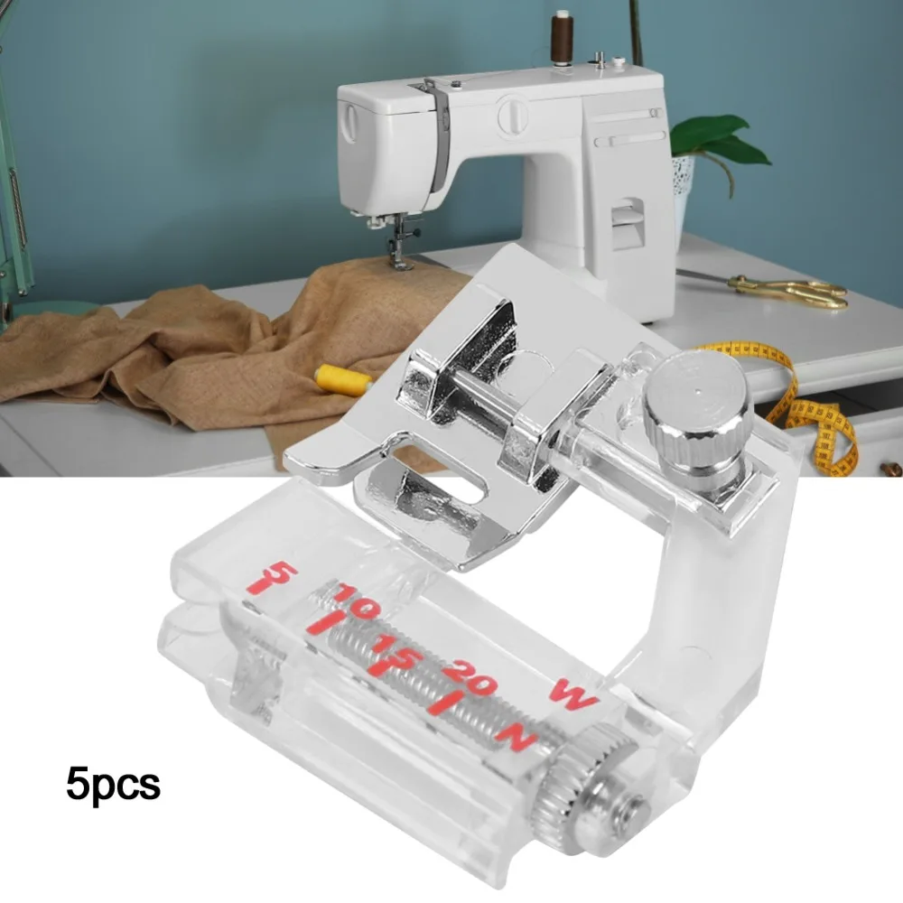 

5pcs Adjustable Adjustable Bias Binder Foot Snap On Low Shank Sewing Machine Attachment Plastic for Singer/JUKI/Feiyue/Acme