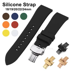 Quick Relase Silicone Rubber Watch Strap 18mm 19mm 20mm 22mm 24mm Sports Watchband Butterfly Clasp Watch Strap Black Brown Red