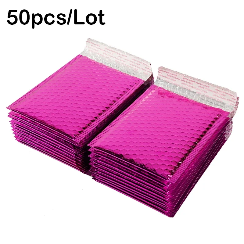 

50PCS Rose Red Mailers Poly Bubble Mailer Aluminum Foil Bags Padded Envelopes Bag Self Seal Bubble Envelope Shipping Mailer