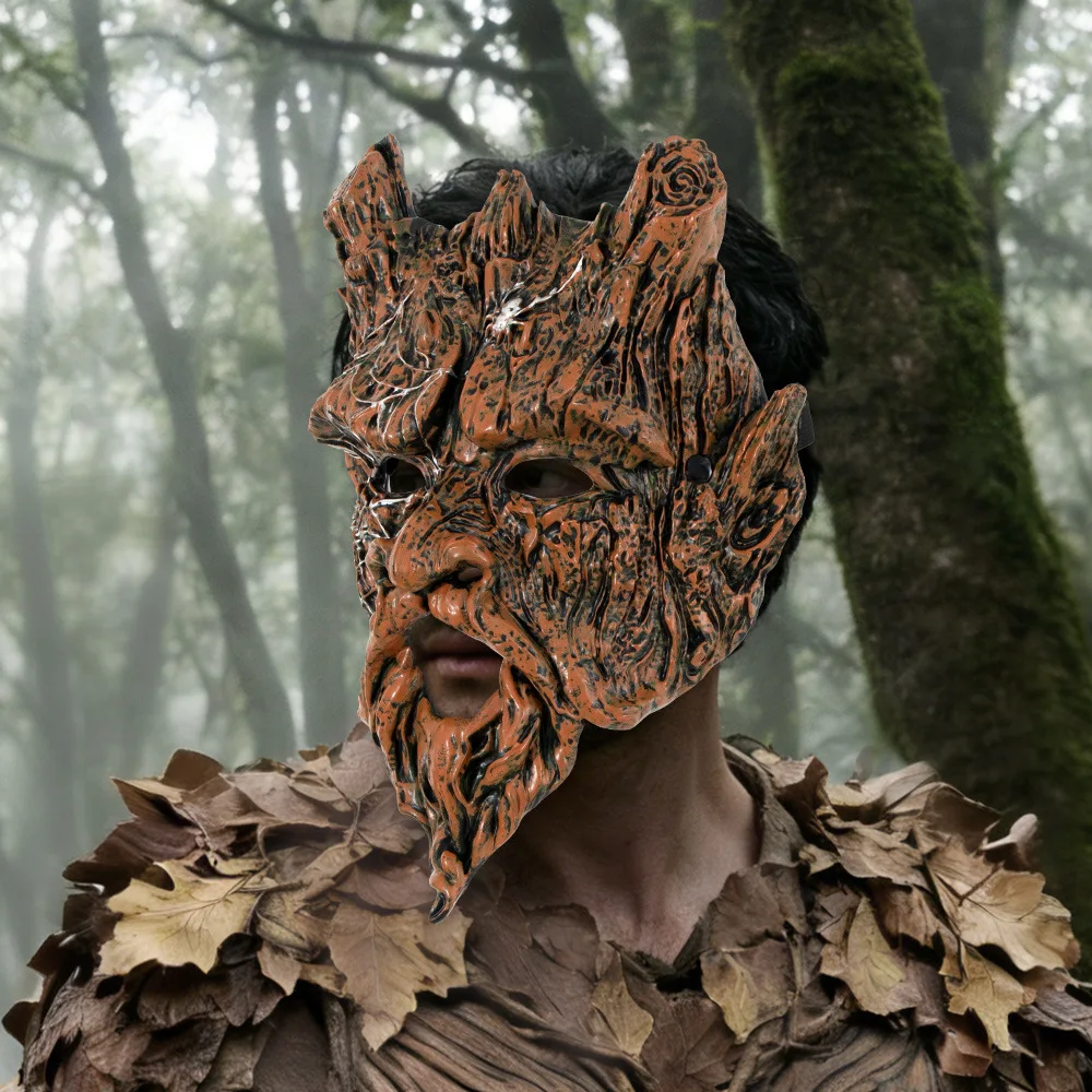 Half Face Tree Spirit Mask Cosplay Tree Monster Skull Masks Halloween Carnival Masquerade Dress Up Purim Party Costume Props 3