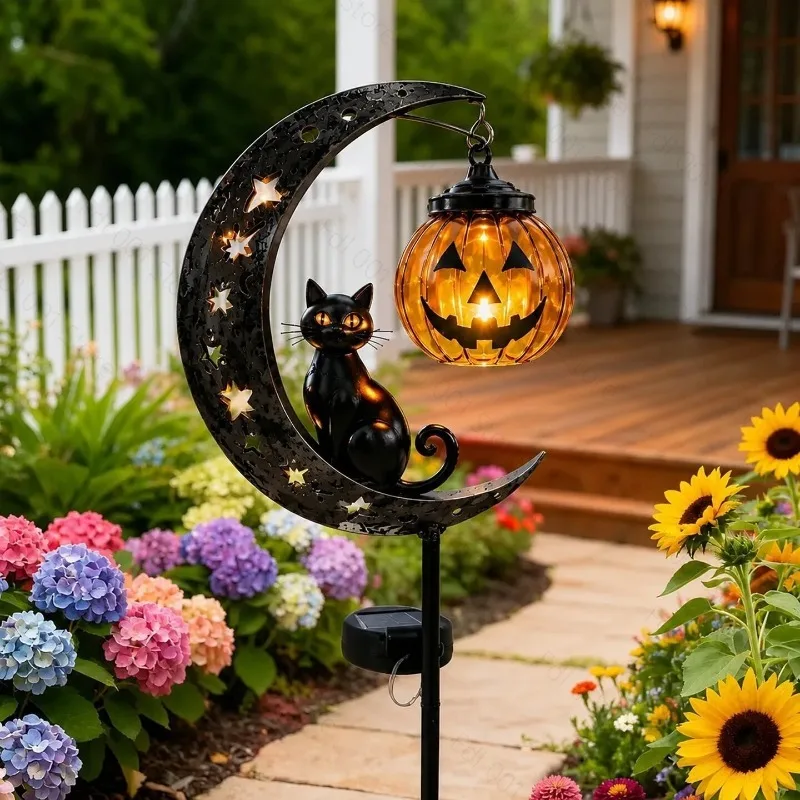 Solar Pumpkin Moon Lamp Outdoor Garden Decoration Wrought Iron Lamp Garden Lamp Atmosphere