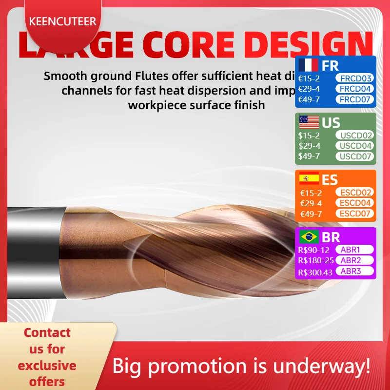 

Фреза концевая шаровая HRC55 с 2 зубьями из карбида вольфрама для ЧПУ, R0.5 R1 R2 R3 R4 R5 R6, для резки металла