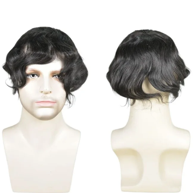 قاعدة أحادية ودانتيل + PU مجموعة شعر مستعار للرجال D7-3 |   قطعة شعر بشري 100% بديلة بعقدة مبيضة