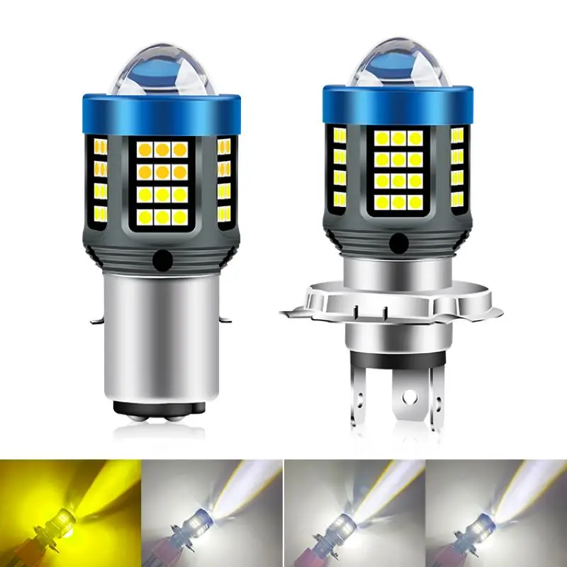 Motorcycle Headlights H4 BA20 LED Bulbs Spotting Lens 3030 CSP LED Moto High/Low Beam Led Bulbs Scooter Accessories 12-32V