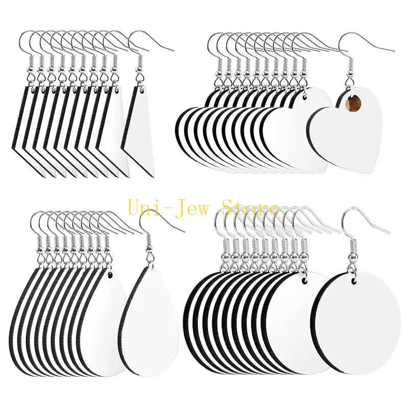 40 جيجابايت 40 قطعة التسامي الأقراط فارغة مجلس الأقراط البيضاء نقل الحرارة أقراط لم تنته الخشب القرط للمجوهرات لتقوم بها بنفسك #4