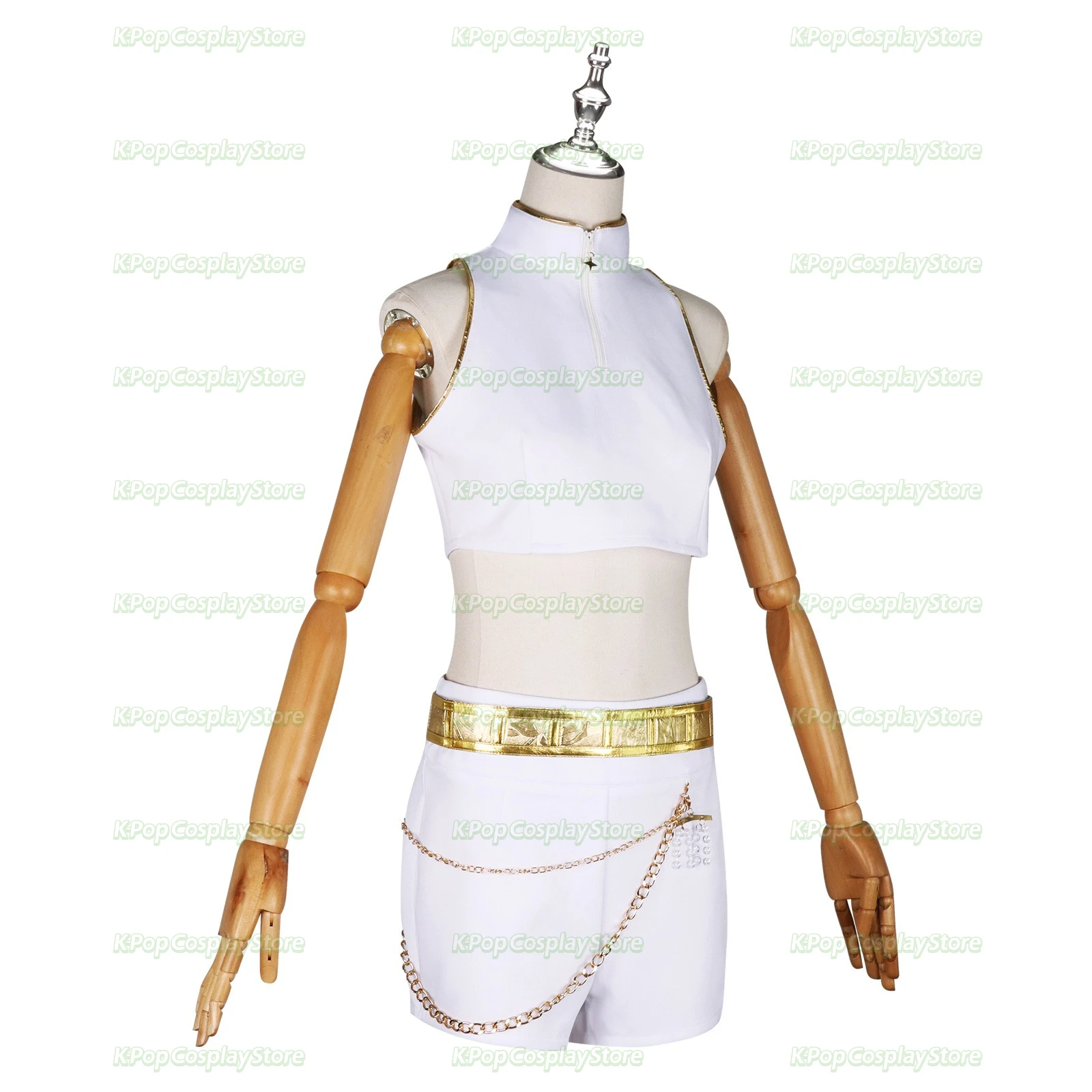 ชุดคอสเพลย์โซเย่ รูมิ มิร่า จากเรื่องนักล่าอสูร พร้อมวิกผม เสื้อคลุมสีขาว กระโปรง และอุปกรณ์เสริมสำหรับผู้หญิงและเด็กผู้หญิง ฮันตริกซ์ คอสเพลย์ K-pop