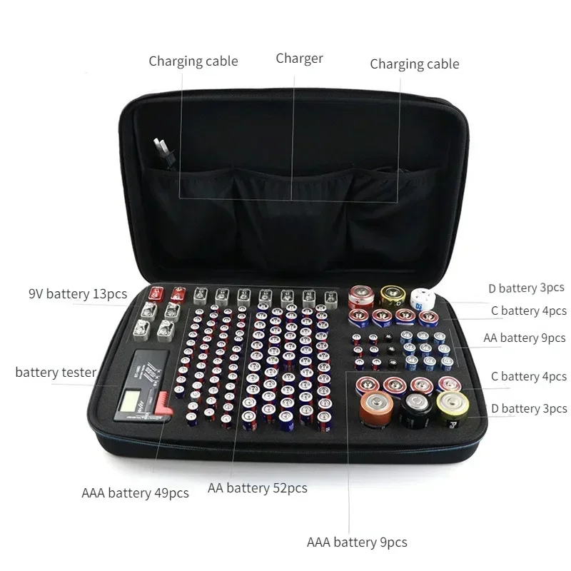 for Batteries AA AAA C D 9V Battery Organizer Storage Box Fireproof Waterproof Explosionproof Carrying Case Bag