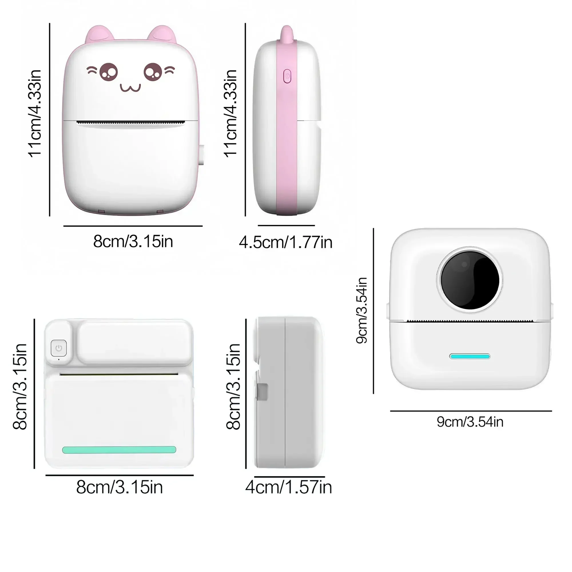 Bluetooth ポケットサーマルプリンター 3 スタイル インク不要 高解像度 205 DPI 写真ラベルメモプリンター