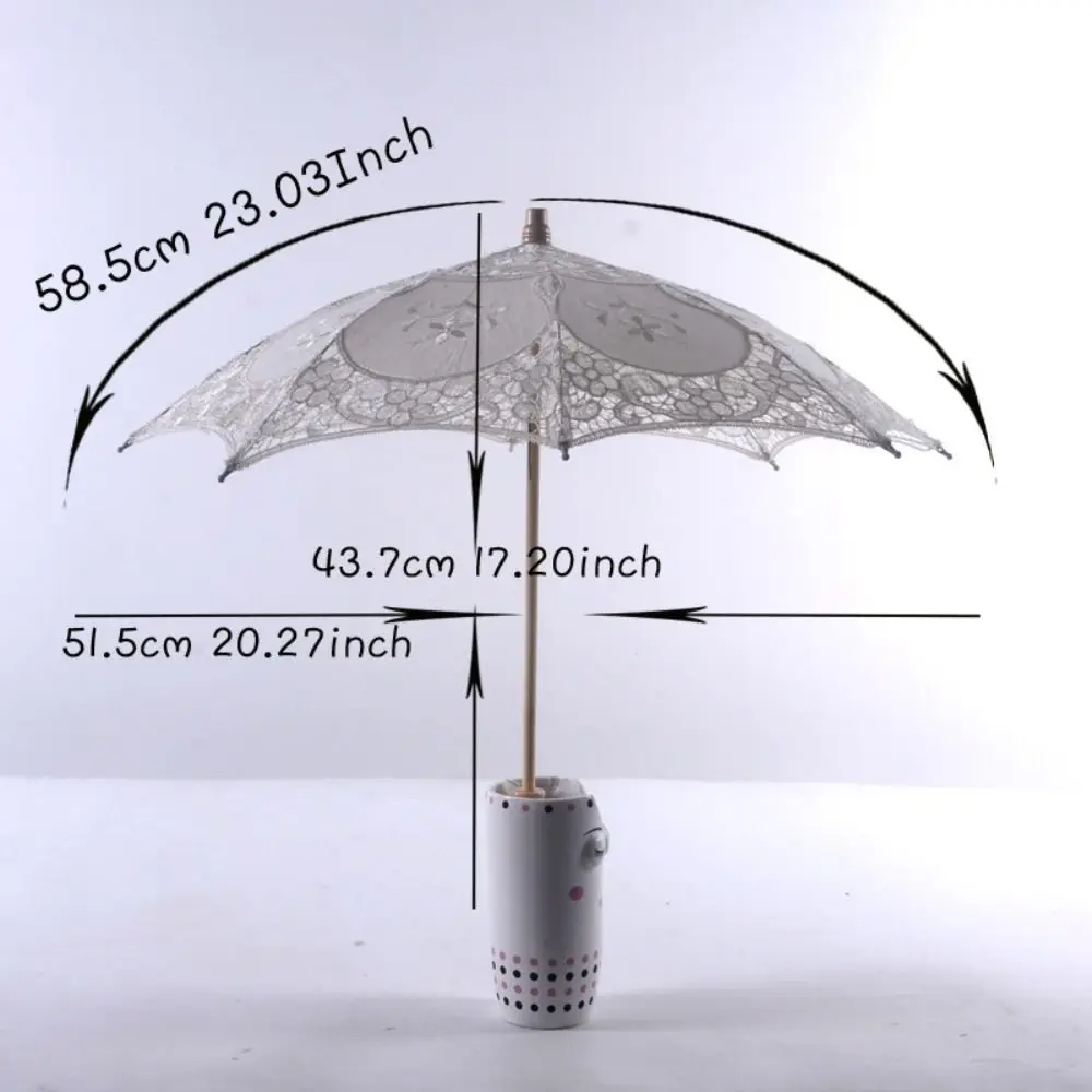 26/43cm Length Embroidery Lace Parasol Umbrella Wedding Decoration Photo Prop Flower Girl Umbrella Cotton Lace Kids Sun Umbrella