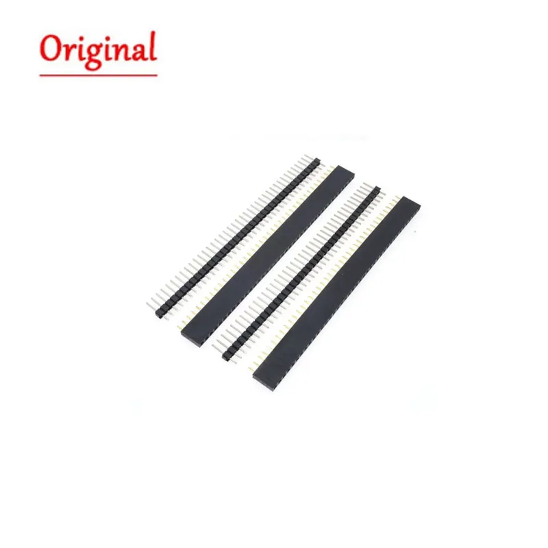 20pcs 10 pairs 40 Pin 1x40 Single Row Male and Female 2.54 Breakable Pin Header PCB JST Connector Strip for Arduino Black