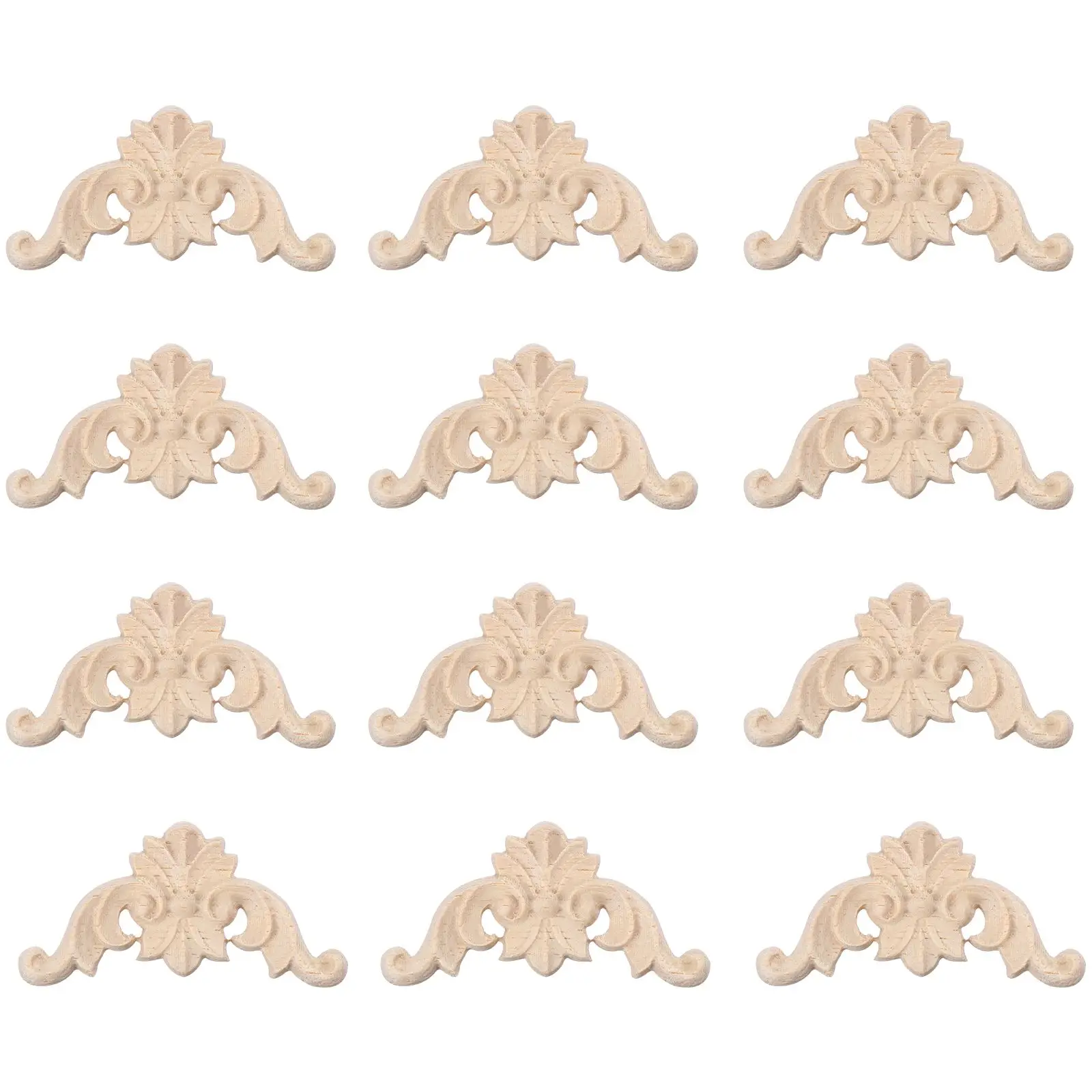 

12PCS Solid Wood Carved Corner Flowers Decoration Elegant Modeling Furniture Onlay Applique Plaques Floral