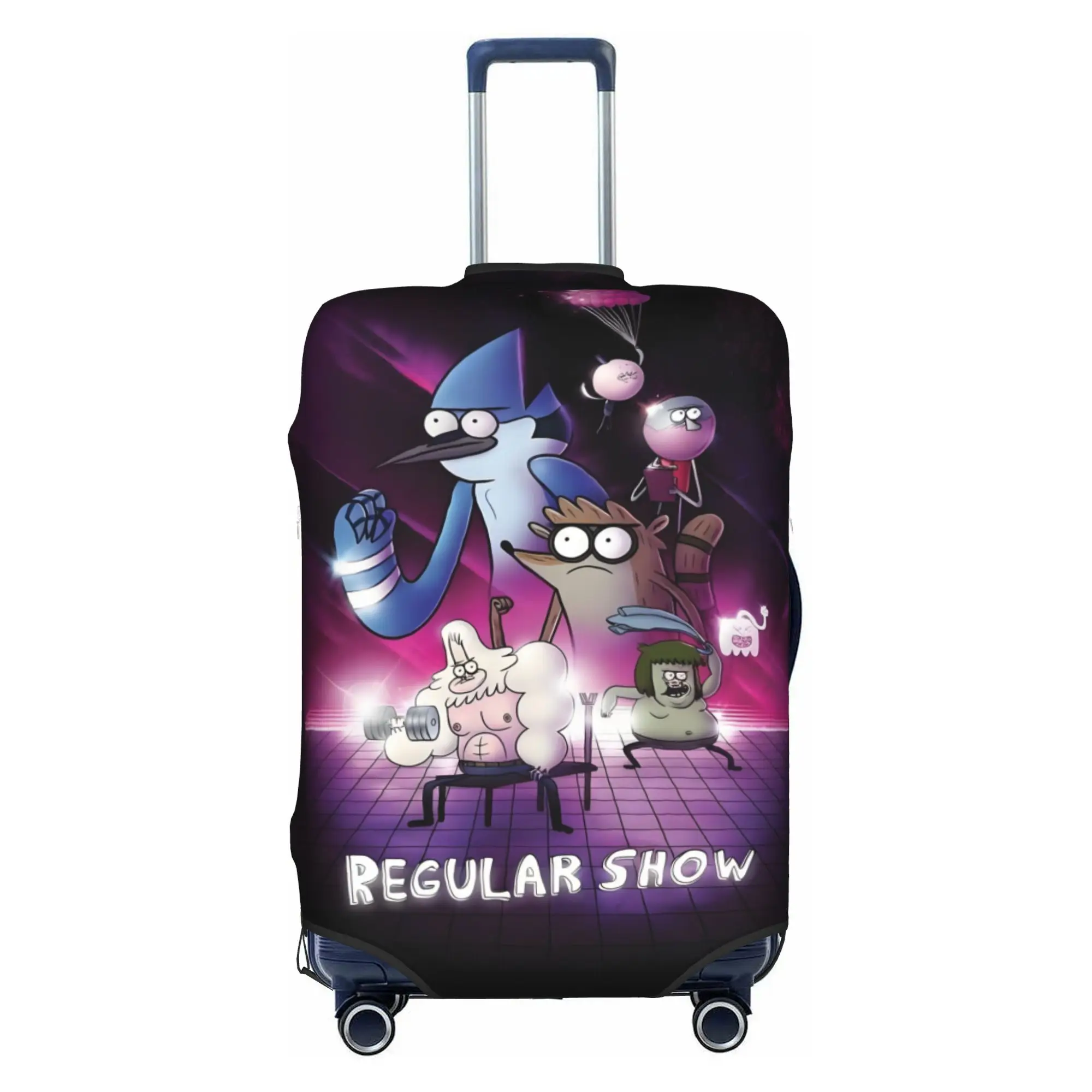 Animated Regular Show Cartoon  Suitcase Cover Elastic Vintage High Quality   Travel Luggage Covers for 18-32 inch