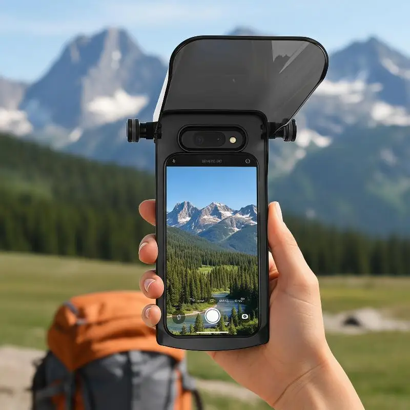 Phone Sun Shield Rainproof Cover Anti-glare Foldable 360 Rotatable for Motorcycle Bike Riding Phone Holder Accessory