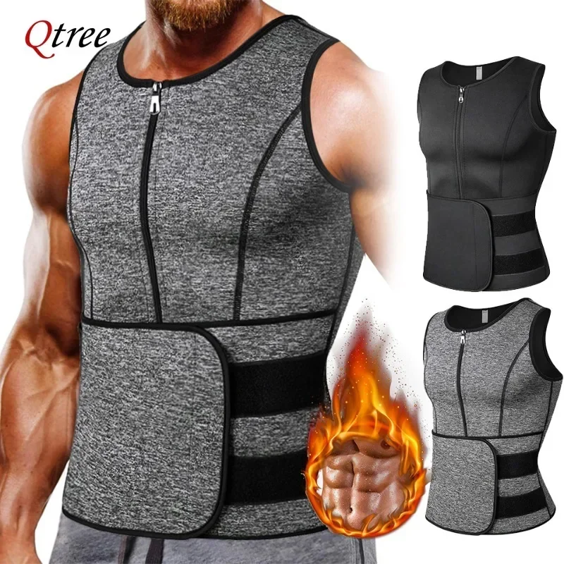 Qtree-Entrenador de cintura para hombre, reductor de Abdomen, moldeador de cuerpo adelgazante, Top de Sauna, chaleco, corsé de Fitness, ropa