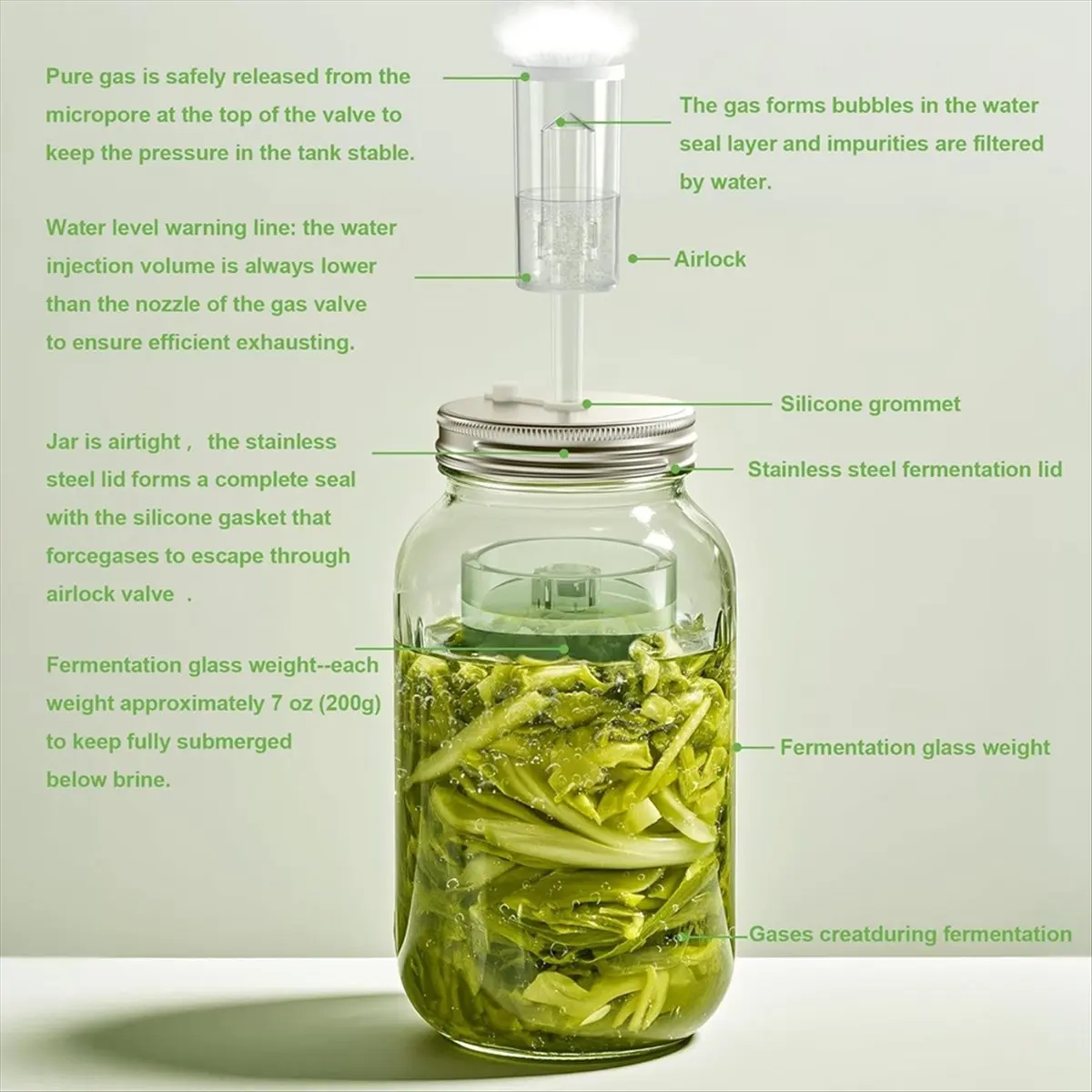KSOL Fermentation Kit for Wide Mouth Fermentation Jar,Pickling/Sauerkraut Kit for Mouth (Jars Not Included)
