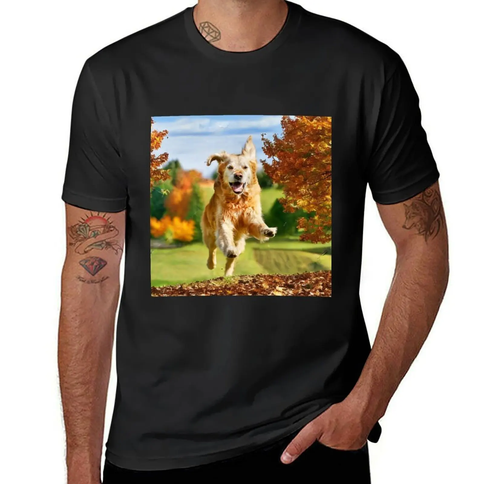 

Running dog in autumn T-shirt oversizeds Blouse sublime t shirts for men