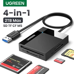 UGREEN кардридер 4-в-1 USB3.0/USB-C SD Micro SD TF CF MS Compact Flash Card адаптер для ноутбука ПК Мульти OTG Смарт-кард-ридер