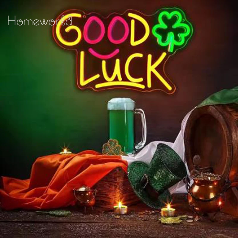 Хорошая неоновая вывеска LUCK милая светодиодная для декора комнаты вечеринки спальни салона настенное искусство клубные подарки Фото №4