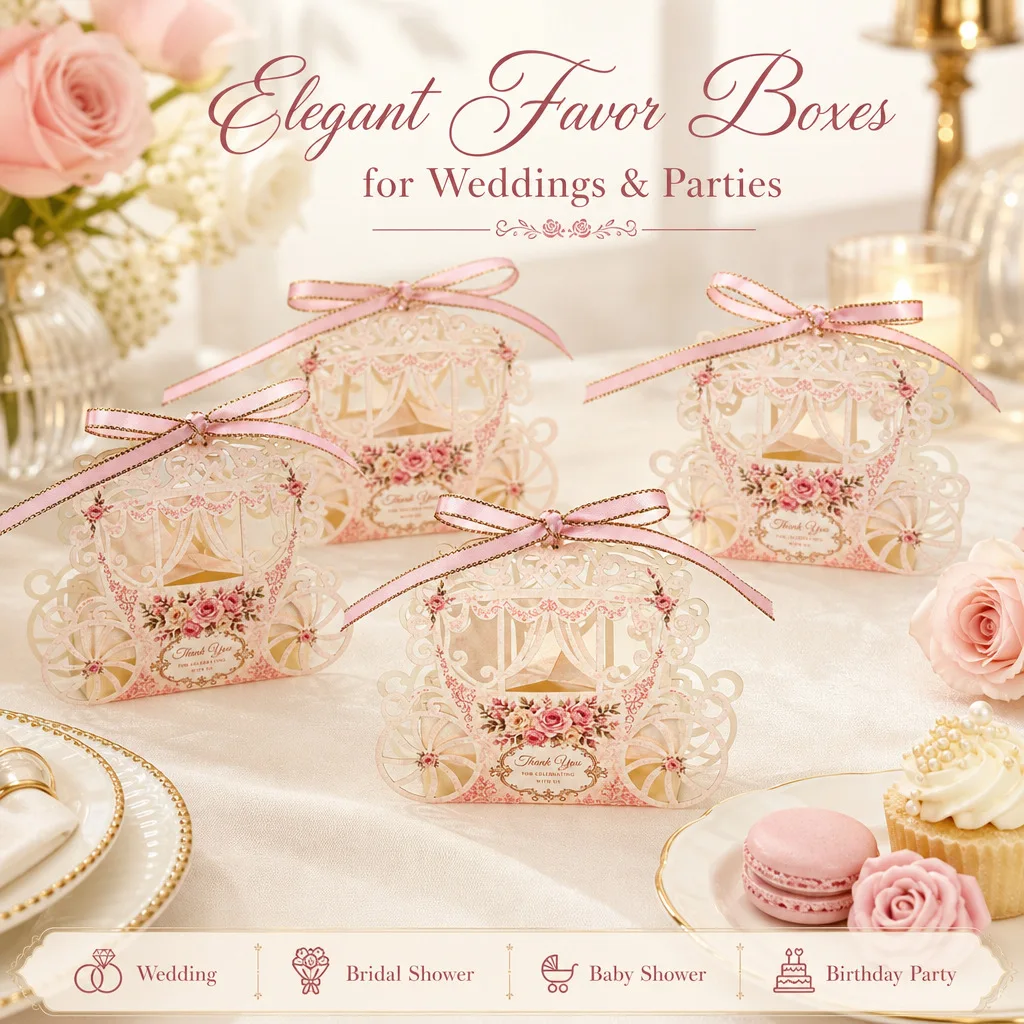 10 Pcs Laser‑Cut Hollow Candy Boxes, European Creative Floral Wedding Favor Paper Boxes for Guests
