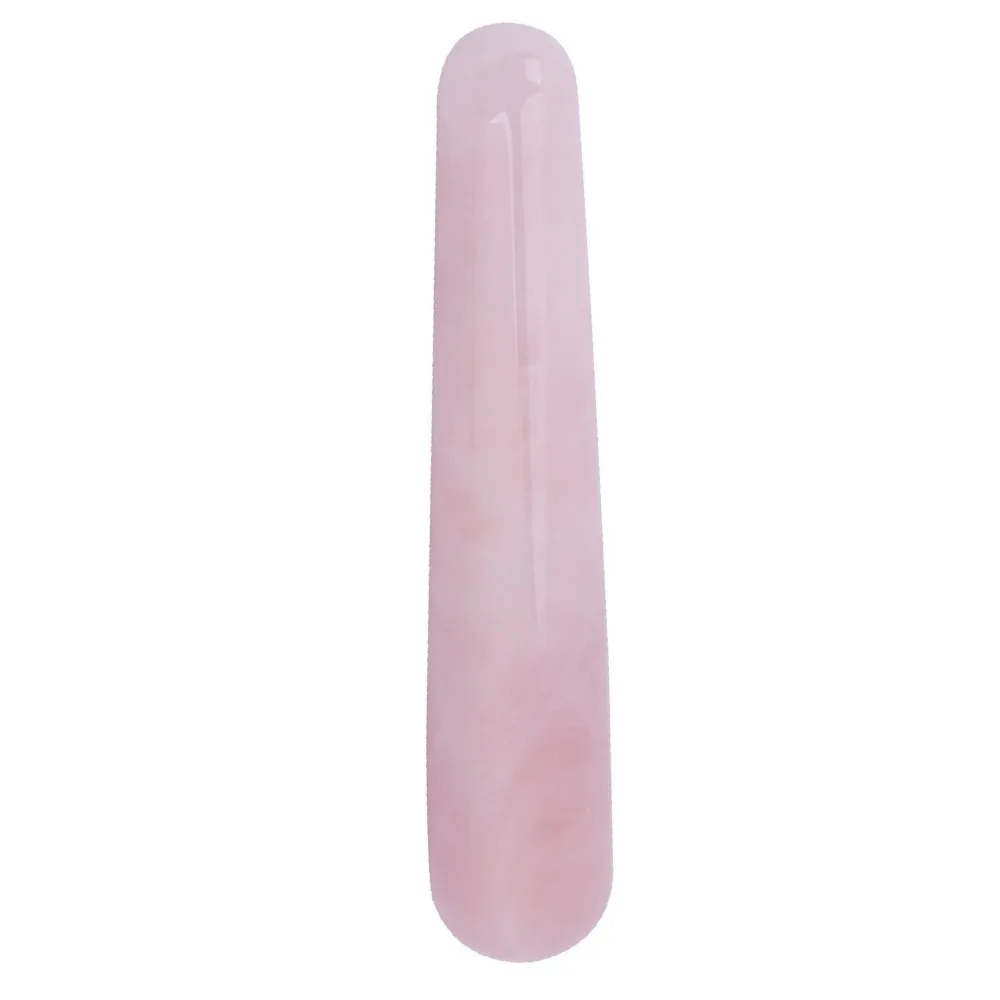 Quartz Crystal Face Massage Wand Smooth Surface Acupressure Crystal Massage Wand Pink Quartz Massage Stick Facial Body Caring view 2