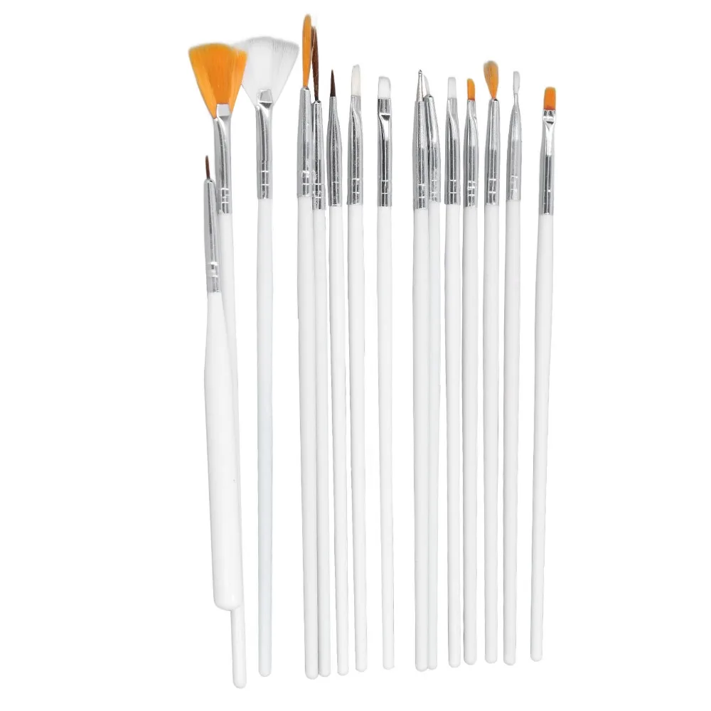 2 Set Synthetic Brush Nail Art Brushes Light Handle Transparent Shaft Liner Brushes Tapered Brush Head Multi Tip Size