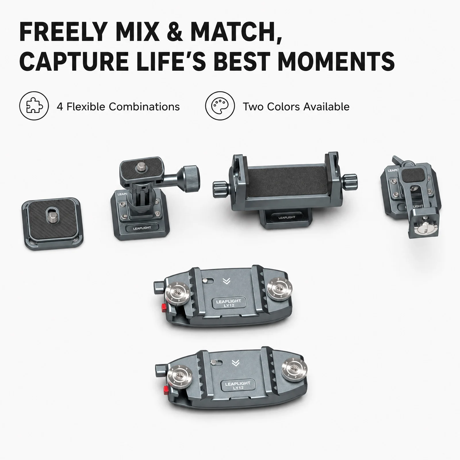 

LEAPLIGHT Quick-Release Camera Mount for DJI/ Insta360 Action Camera Straps DSLR Clamp Clip Fast-Attach System with Arca-Swiss