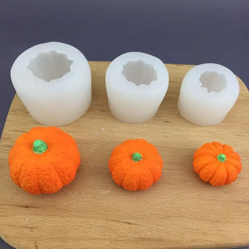 5Pcs 3D Embossed Pumpkin Silicone Candle Mold For DIY Resin Soap Crafts And Halloween Thanksgiving Home Decor
