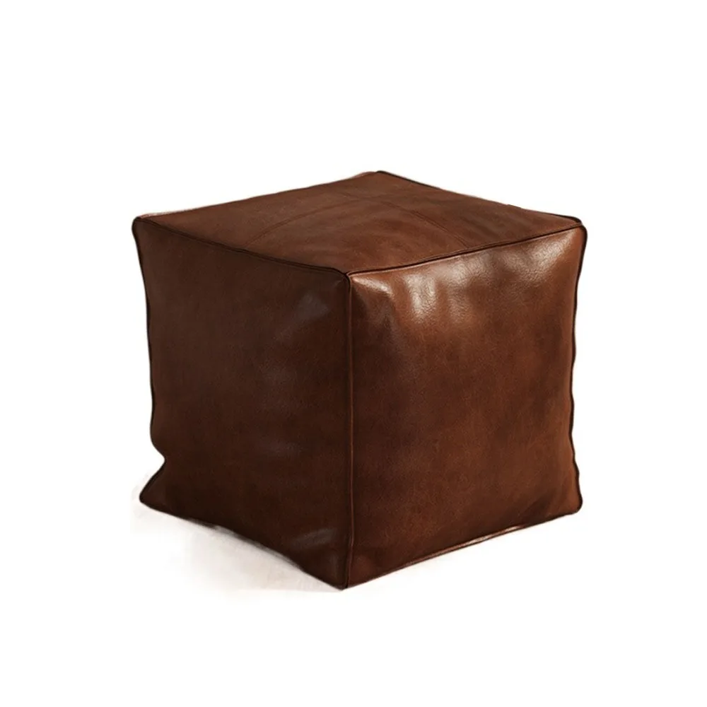 

Light Luxury Non-Slip Storage Stool Waterproof Large Capacity PU Leather Ottoman Thicken Stackable Leather Pouf Home