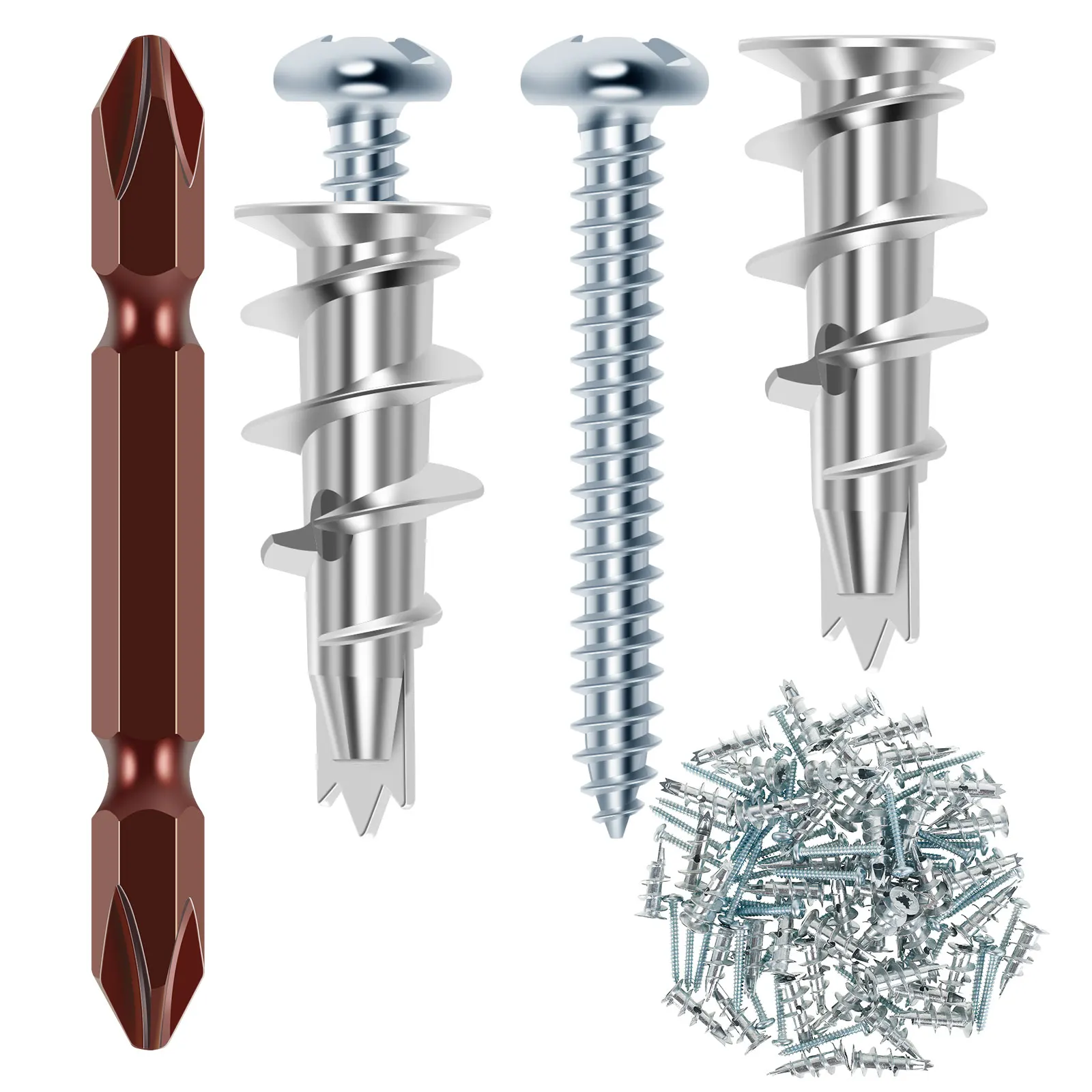 50PCS Hollow Wall Anchors Drywall Anchors Zinc Metal with 50 Screws Load Bearing Drywall Anchor Kit Suitable for Picture Frames