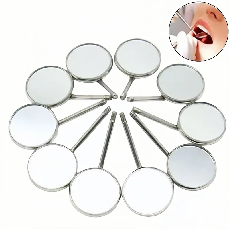 12pcs Dental Mouth Mirror Reflector Stainless Steel Anti Fog Front Surface Dentistry Mirrors Dentist Equipments Mouth Accessory