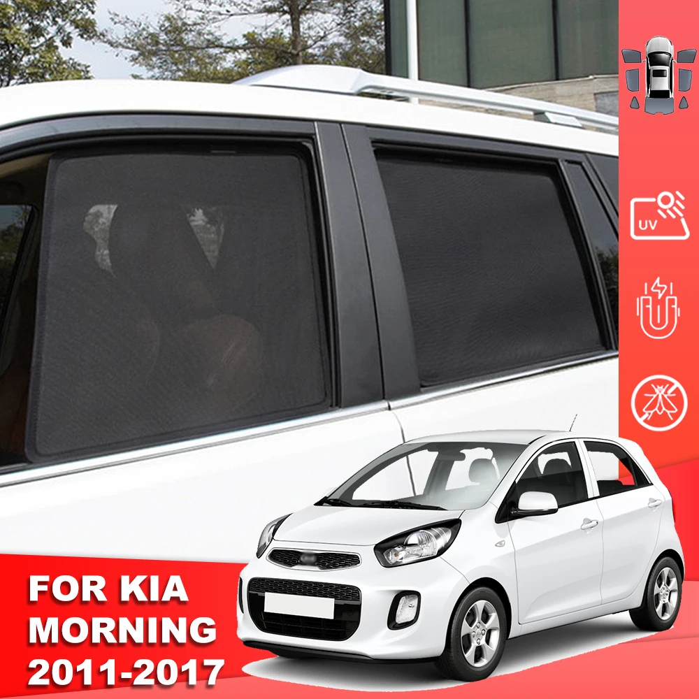 

For Kia PICANTO MORNING TA 2011-2017 Magnetic Car Sunshade Shield Front Windshield Curtain Rear Side Baby Window Sun Shade Visor