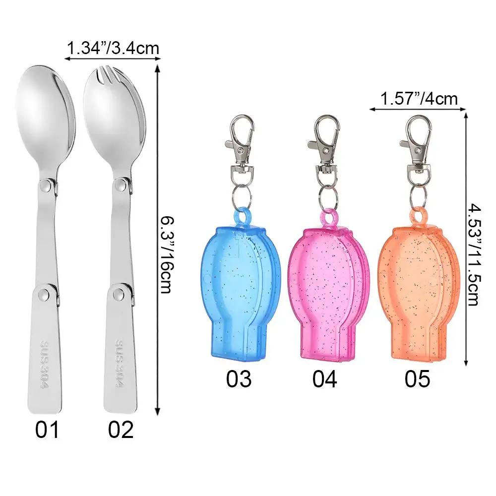 في الهواء الطلق للطي السفر التخييم أواني الفولاذ جيب ملعقة شوكة ضوء صغير طوي ملعقة شوكة التخييم نزهة أداة تجهيزات المطابخ