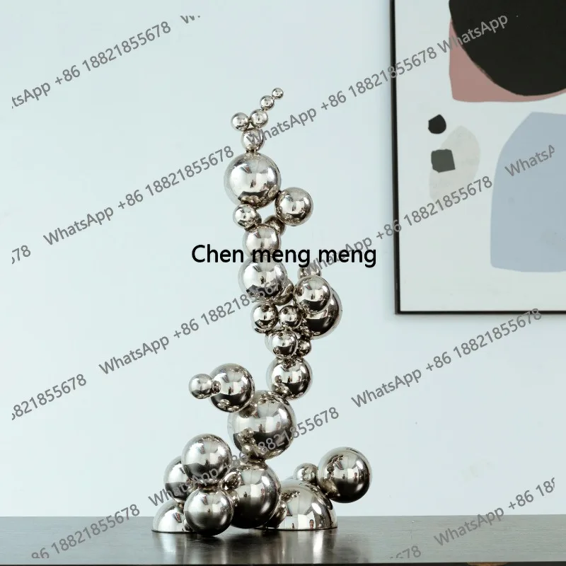 

58cm Abstract Metal Ball Sculpture 304 Stainless Steel Metal Statue Modern Art Creative Handcrafts For Home Hotel Decor Gifts