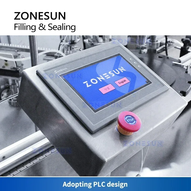 ZONESUN Macchina automatica per il riempimento e il tappatura di liquidi per bevande con fiale cosmetico di olio essenziale per bottiglie personalizzate ZS-PB450