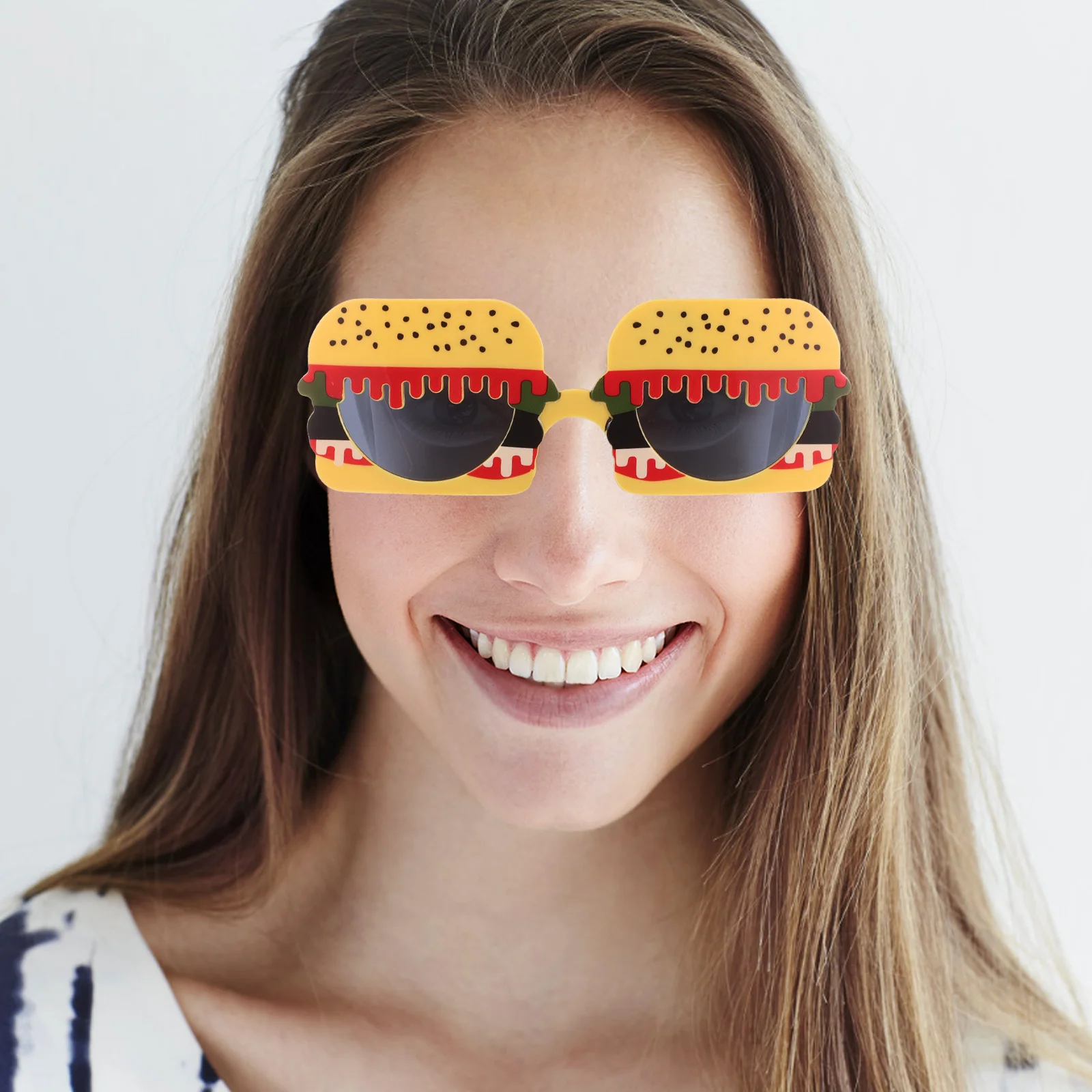 

2Pcs Cool Hamburger Costume Accessories Eyewear for Birthday Luau Halloween Fancy Dress Events Birthday Party Favors