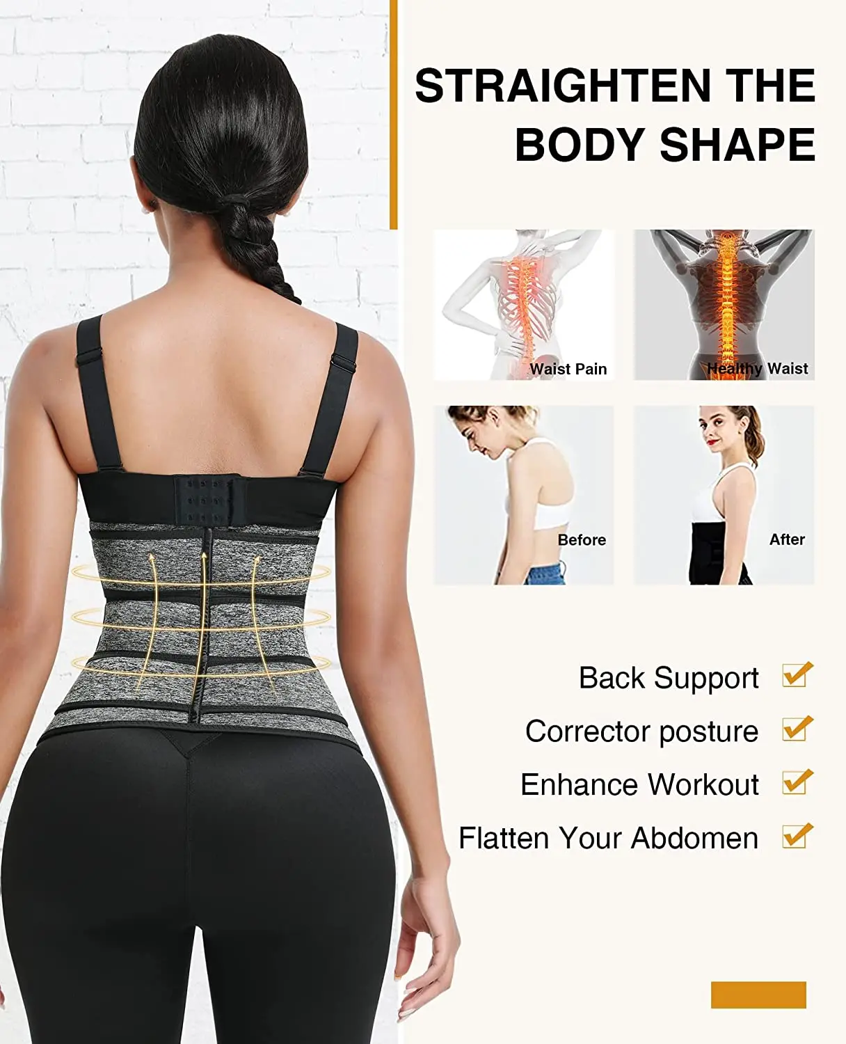 Cintura Trainer Cincher Para Mulheres, Controle De Barriga, Cinto De Suor, Faixa De Barriga Fina, Perda De Peso, 3 Correias