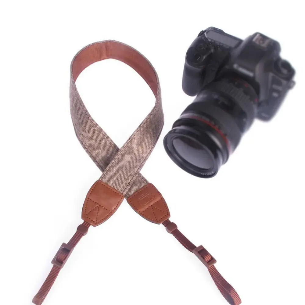 Universal Cotton Leather Camera Strap Adjustable Camera Accessories Shoulder Neck Belt SLR DSLR Camera Belt for Sony/Nikon/Canon