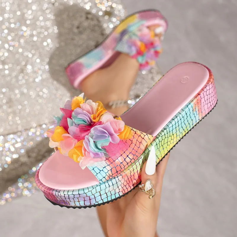 

Summer New Womens Shoes Fashion Flower Platform Slippers for Woman Comfort Vacation Casual Shoes Designer Shoes Zapatillas Mujer