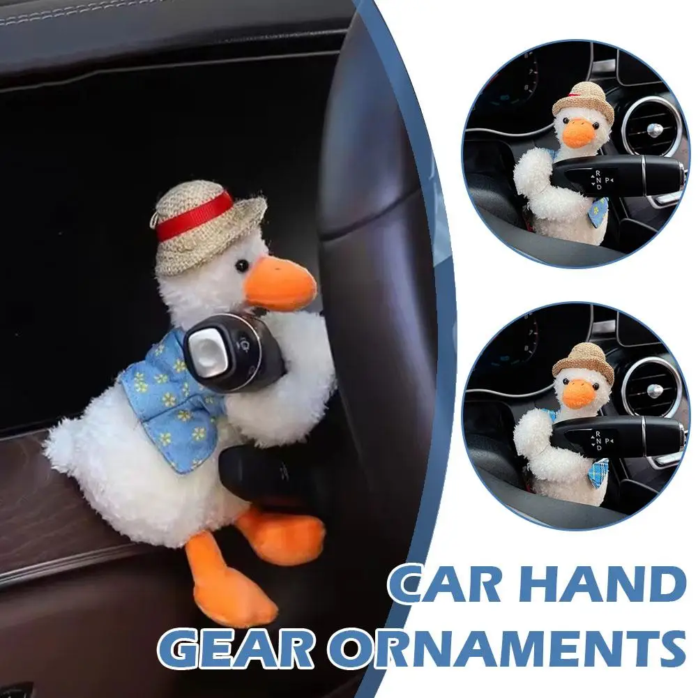 Car Hand Gear Decorations Cute Dog Plush Toys Vest Ornament Car Clutch Straw Duck Hat Bumper Cartoon Interior Duck Decorati I4T3