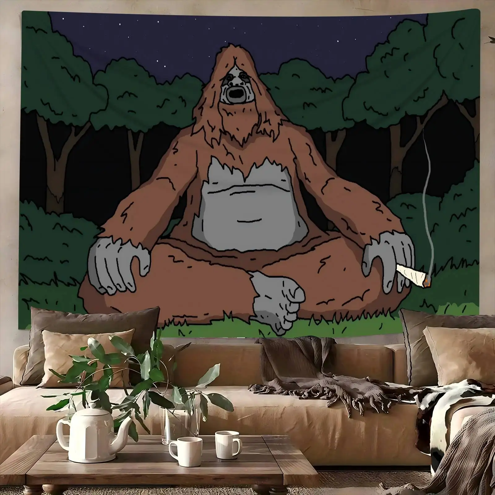 Ultimate Bigfoot Sasquatch Monster Tapestry Boho Wall Hanging Cryptid Forest Creature Art Print Living Room Home Decor