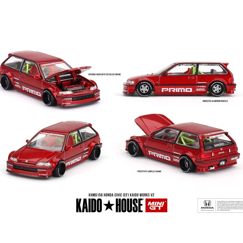 En stock : modèle de voiture en alliage moulé sous pression Honda Civic (EF) V2 1:64, jouet cadeau de vacances pour garçons, ornement de collection décoratif pour adultes.