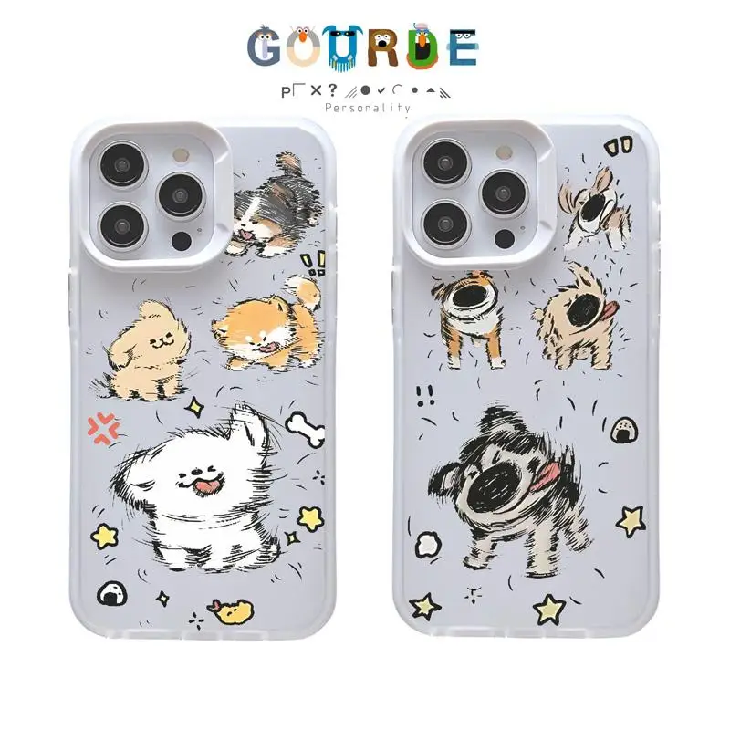 

Gourde Cute interesting cartoon dog patterns Phone Case for Iphone 16 15 14 12 13 11 Pro Max IP 7 8 Plus Iphon X XS XR Xs Max