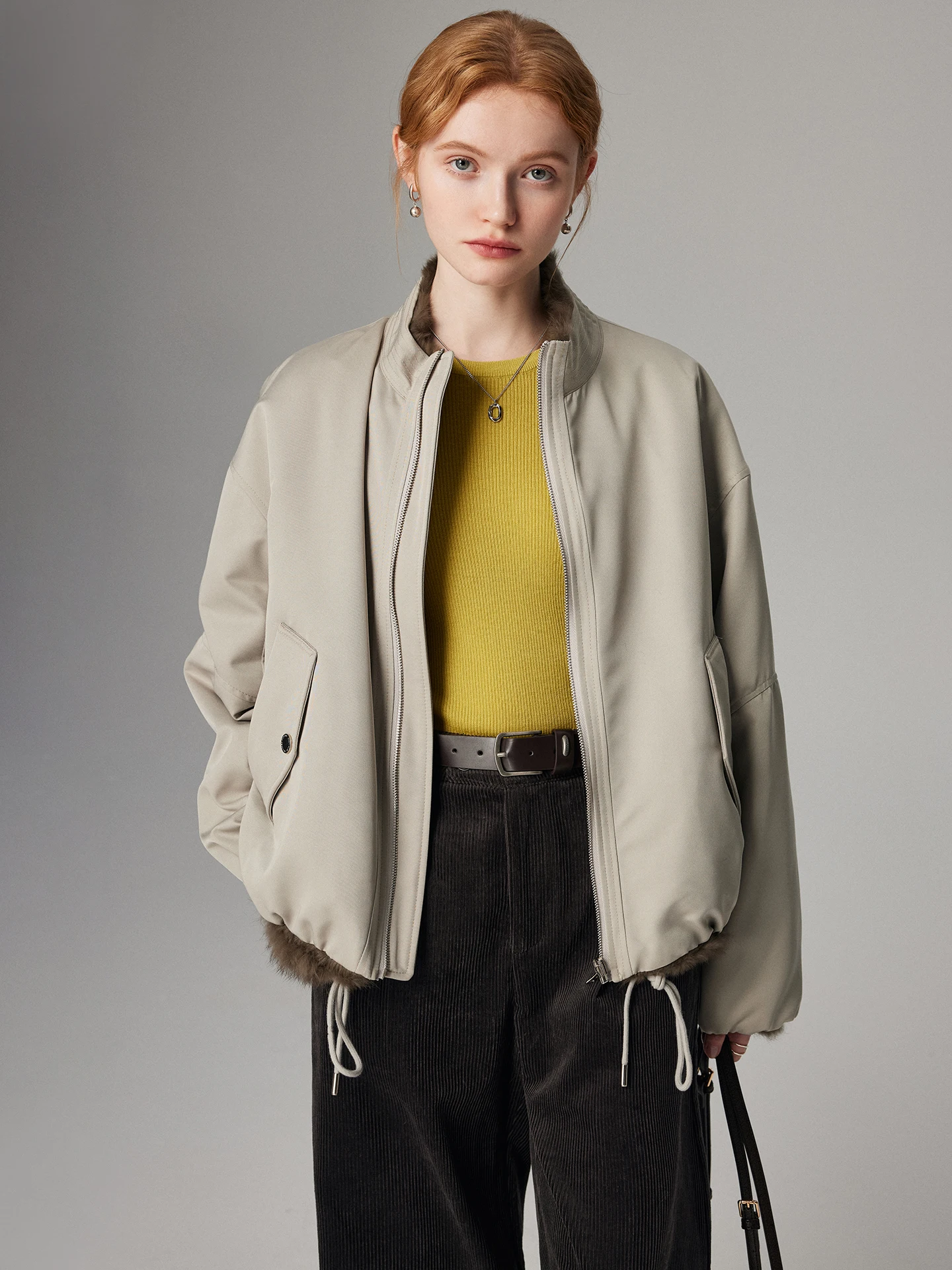 

Double-Sided Wear Rabbit Fur Parka Jaet Women's Casual Sle Winter Coat Korean Version Quali Zipper Closure Long Sve