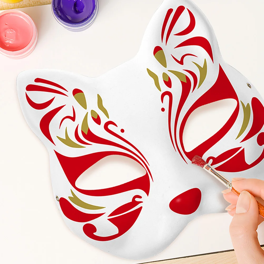 

30 Pcs Hand Painted DIY Blank White Paper Cat Masks Masquerade Unpainted Cosplay Halloween Prom Wedding Accessories Toy