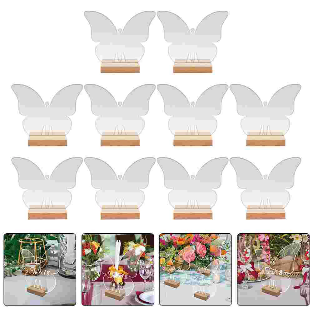 

10 Sets Blank Ornaments Butterfly Seat Card Acrylic Reserved Table Signs Household Wedding Transparent