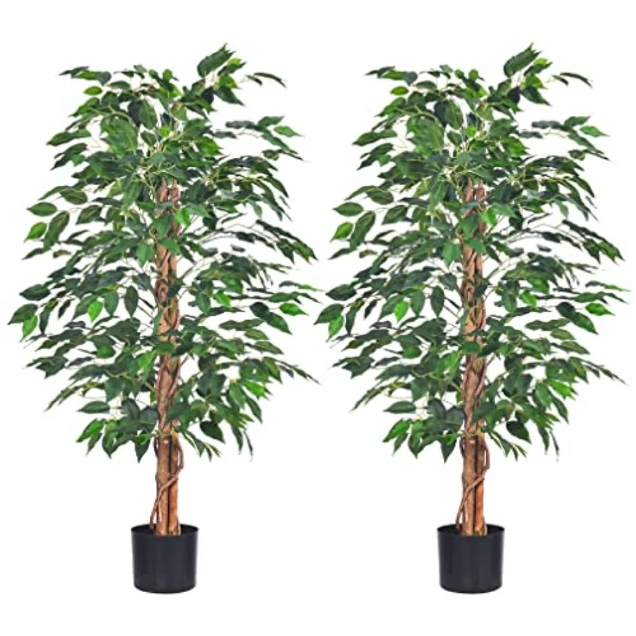 

2Packs 4Feet Artificial Fake Plants with Sturdy Plastic Nursery Pot Faux s for Home Office Living Room Indoor Outdoor Decor Per