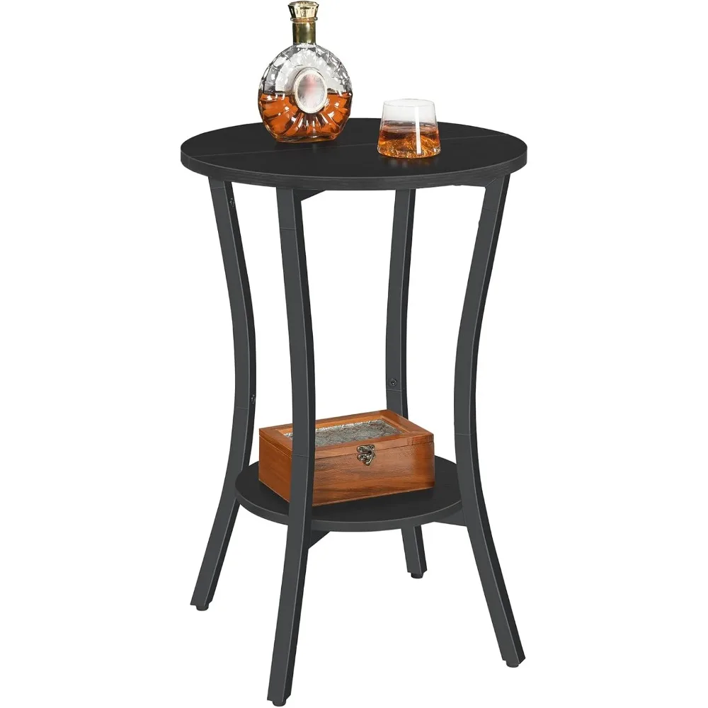 

HOOBRO Round Side Table, 2-Tier Sofa End Table, Small Storage Nightstand, for Small Spaces, Living Room Bedroom Accent Table, Bl