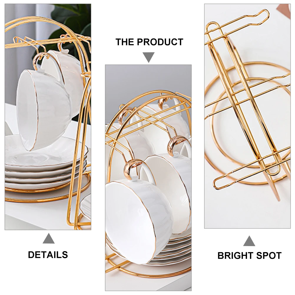 

Arched Cup Holder Metal Mug Stand for to 6 Cups Drying Rack Smooth Surface Wear Resistance Firm